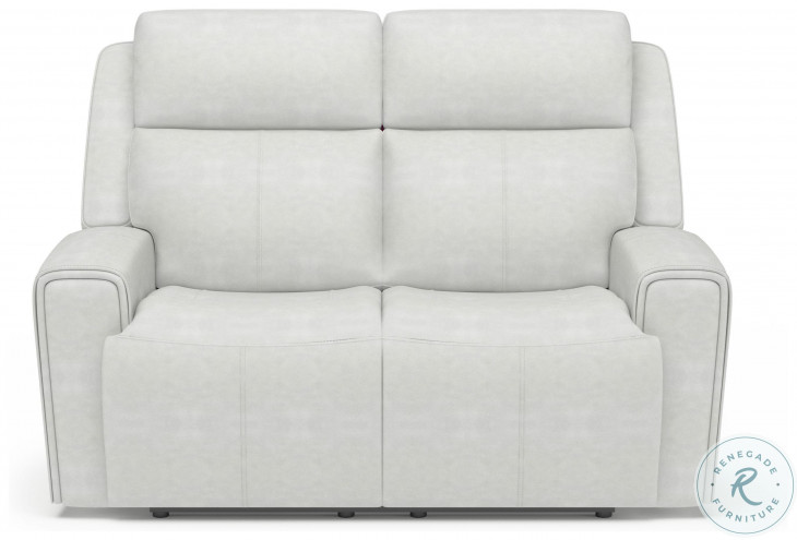 Barnett Cream Leather Power Reclining Loveseat With Power Headrest And Lumbar