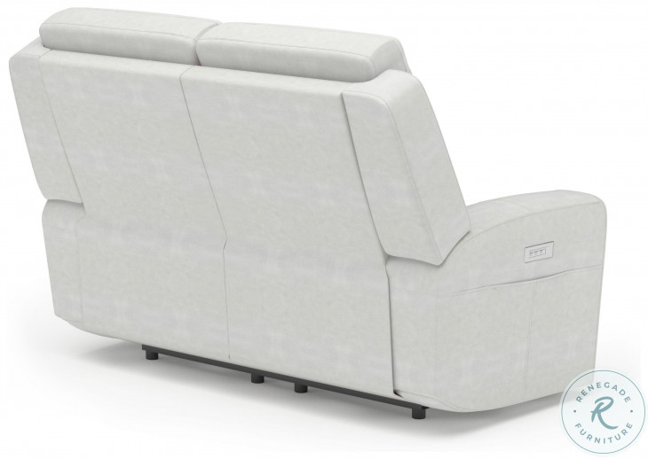 Barnett Cream Leather Power Reclining Loveseat With Power Headrest And Lumbar