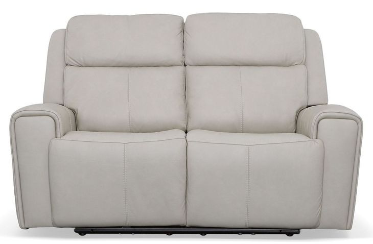 Barnett Cream Leather Power Reclining 65" Loveseat With Power Headrest And Lumbar