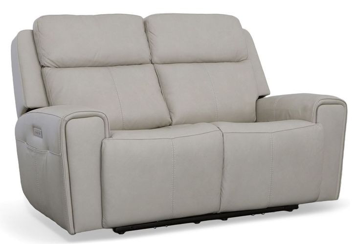 Barnett Cream Leather Power Reclining 65" Loveseat With Power Headrest And Lumbar
