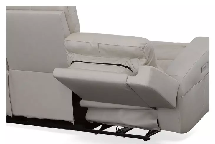 Barnett Cream Leather 87" Power Reclining Sofa With Power Headrest And Lumbar