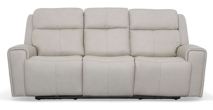 Barnett Cream Leather 87" Power Reclining Sofa With Power Headrest And Lumbar