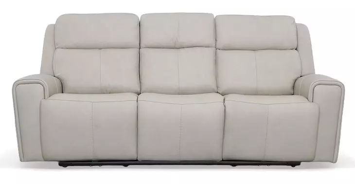 Barnett Cream Leather 87" Power Reclining Sofa With Power Headrest And Lumbar