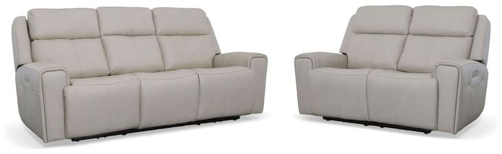 Barnett Cream Leather Power Reclining Living Room Set With Power Headrest And Lumbar