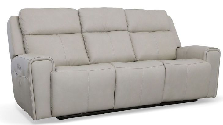 Barnett Cream Leather 87" Power Reclining Sofa With Power Headrest And Lumbar