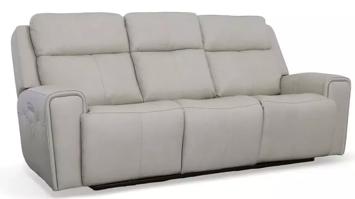 Barnett Cream Leather 87" Power Reclining Sofa With Power Headrest And Lumbar