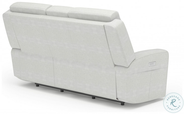 Barnett Cream Leather Power Reclining Console Loveseat With Power Headrest And Lumbar