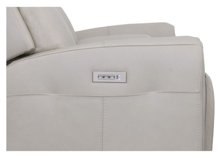 Barnett Cream Leather Power Reclining Console 77" Loveseat With Power Headrest And Lumbar