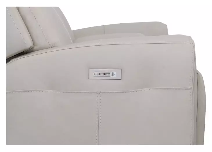 Barnett Cream Leather Power Reclining Console Loveseat With Power Headrest And Lumbar