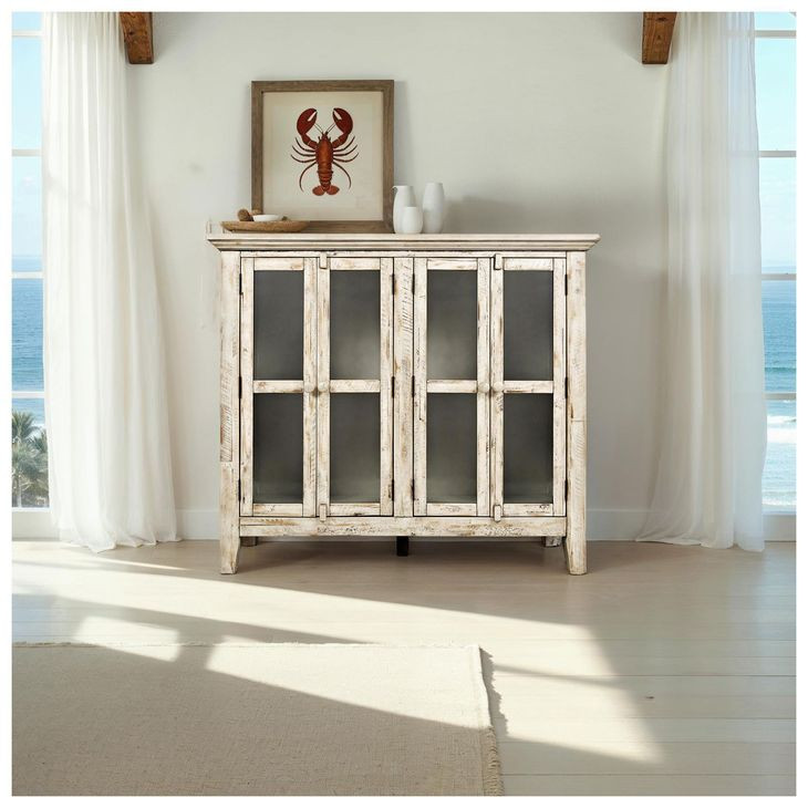Rustic Shores Scrimshaw 4 Door Accent Cabinet
