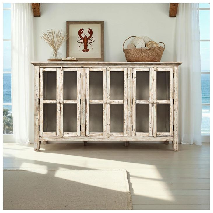 Rustic Shores Scrimshaw 6 Door Accent Cabinet
