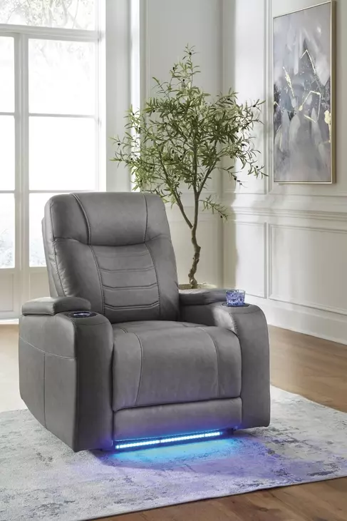 Schooner Rocks Slate Power Recliner with USB Charging and LED