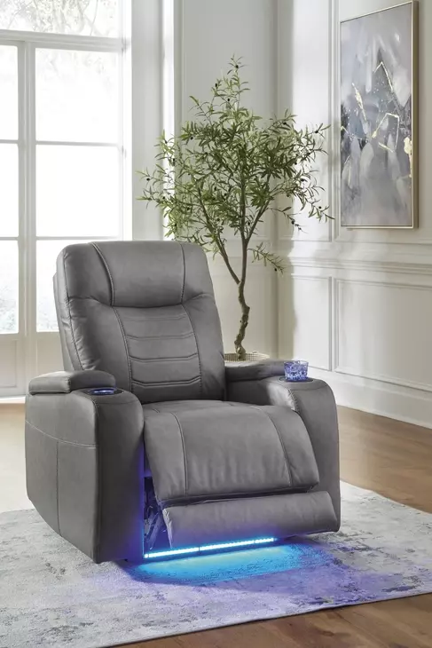Schooner Rocks Slate Power Recliner with USB Charging and LED
