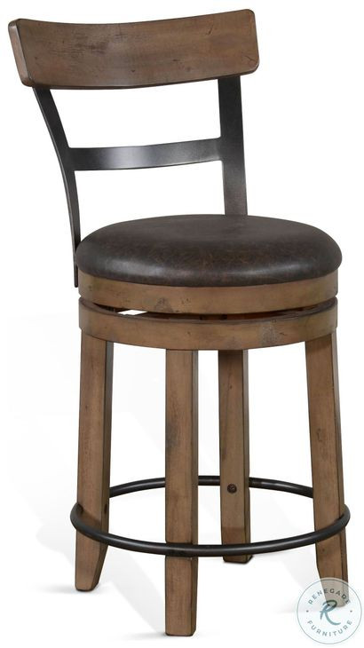 Velden Hollow Buckskin Wood Back Swivel Counter Height Stool Set of 2