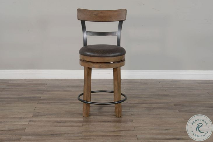 Velden Hollow Buckskin Wood Back Swivel Counter Height Stool Set of 2