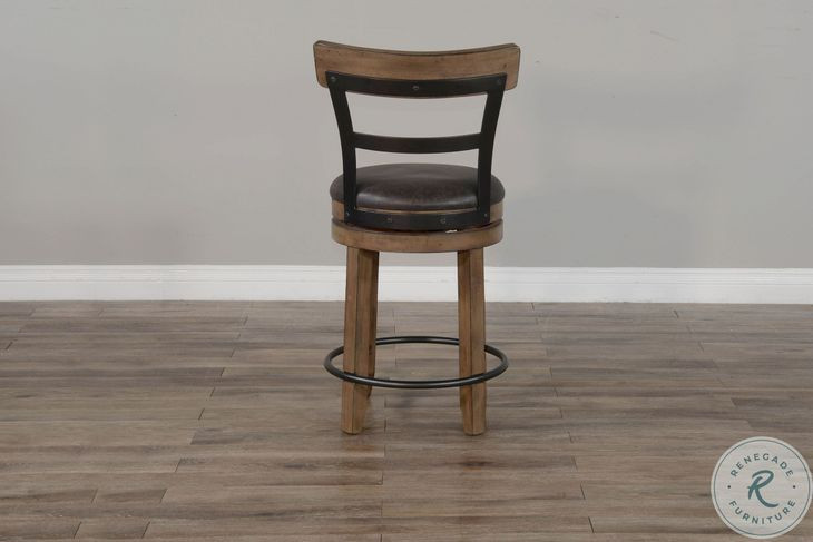 Velden Hollow Buckskin Wood Back Swivel Counter Height Stool Set of 2