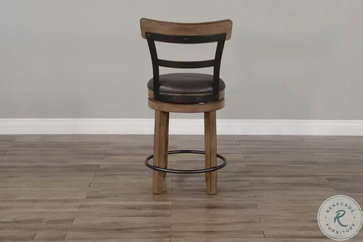 Velden Hollow Buckskin Wood Back Swivel Counter Height Stool Set of 2