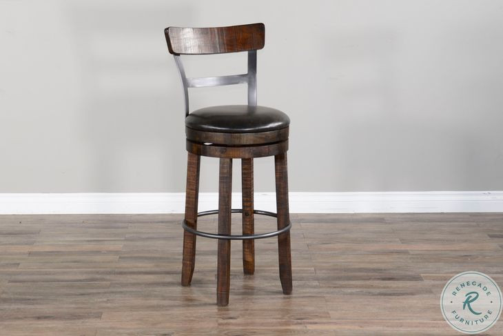 Willow Nest Tobacco Leaf Swivel Bar Stool Set of 2