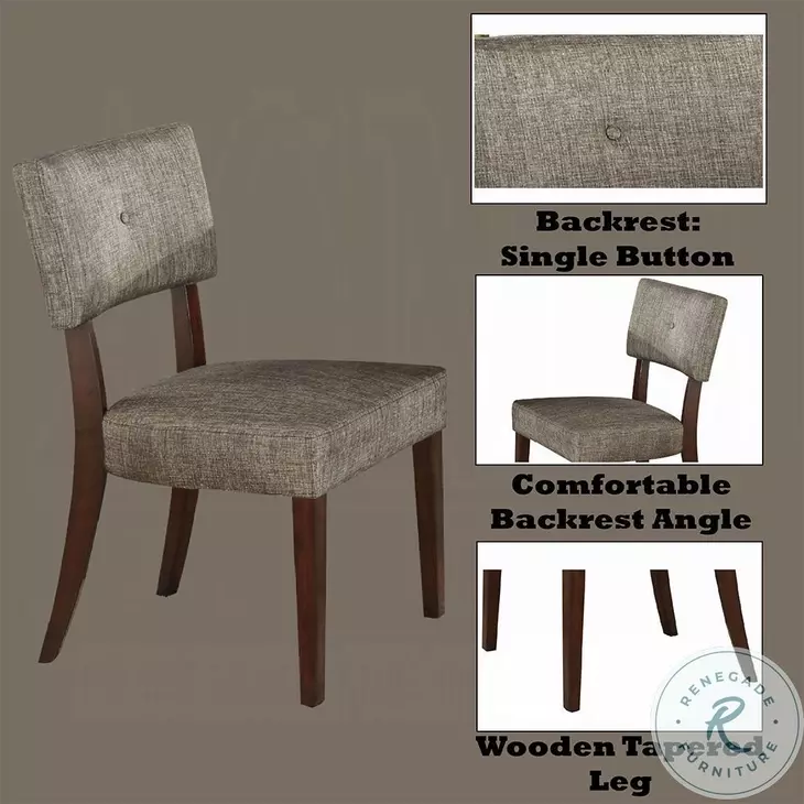Drake Gray Fabric and Espresso Side Chair Set of 2
