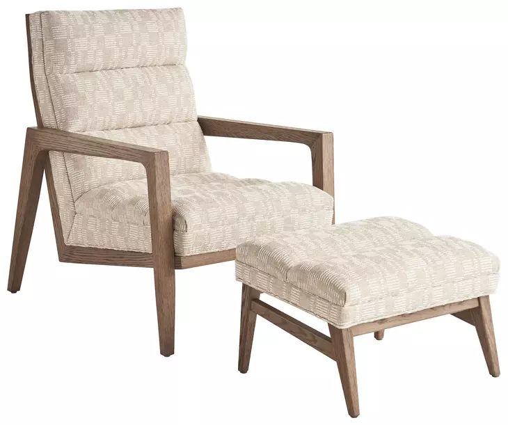 Sunset Key Cream and Beige Upholstered Rectangular Hayley Ottoman