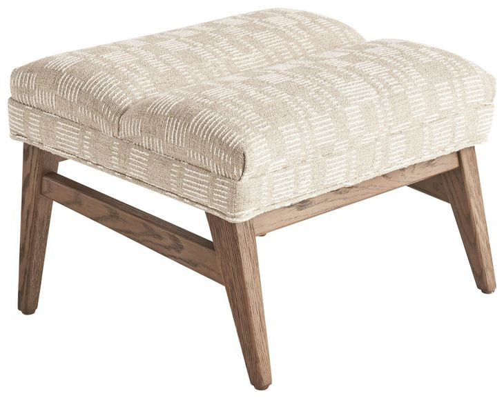 Sunset Key Cream and Beige Upholstered Rectangular Hayley Ottoman