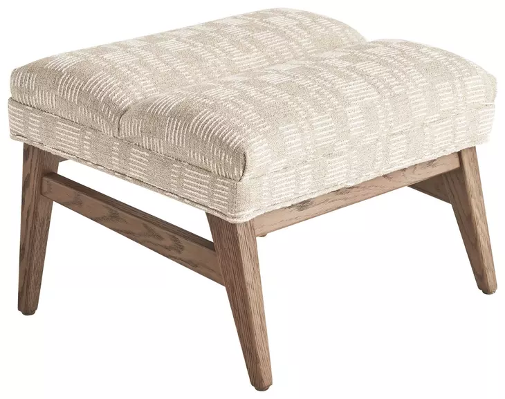 Sunset Key Cream and Beige Upholstered Rectangular Hayley Ottoman