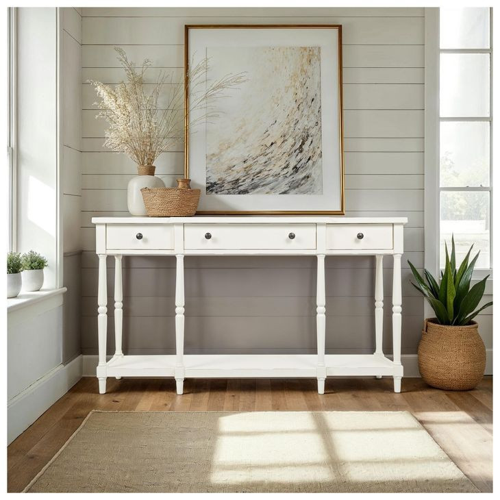 Stately Home Antique White Sofa Table