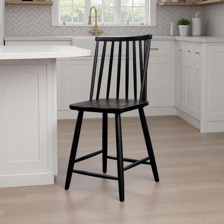 Felix Black Windsor Counter Height Barstool Set of 2