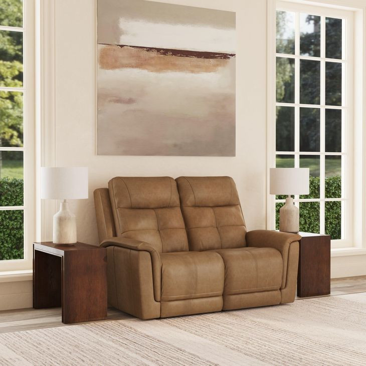 Ranger Oakridge Brown Leather 63" Zero Gravity Power Reclining Loveseat with USB Charging and Heat Massage