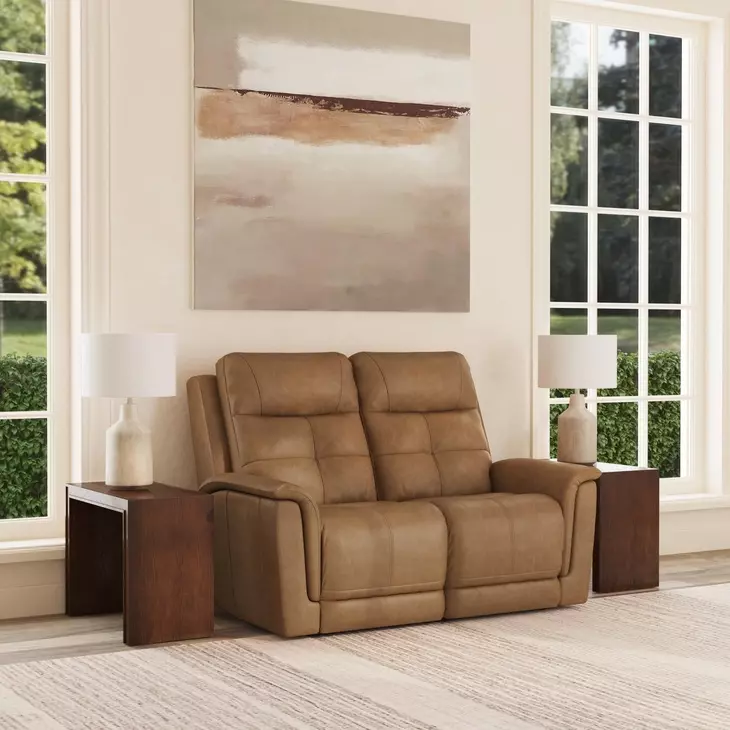 Ranger Oakridge Brown Leather 63" Zero Gravity Power Reclining Loveseat with USB Charging and Heat Massage