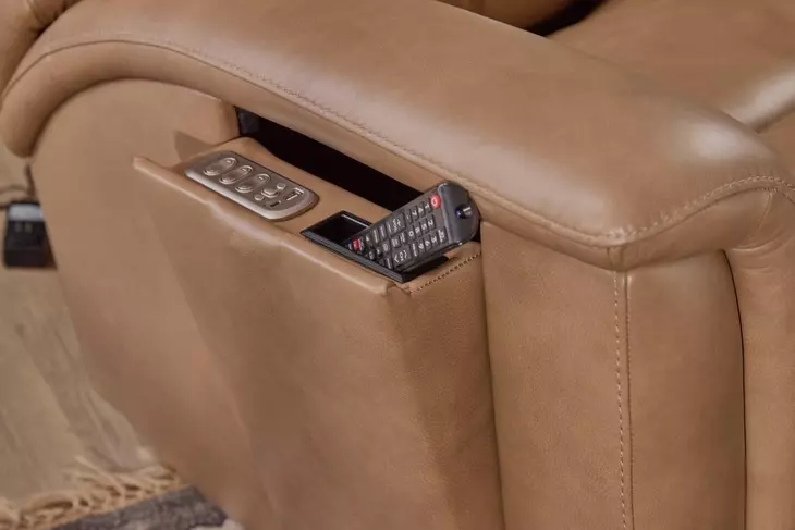 Ranger Oakridge Brown Leather 63" Zero Gravity Power Reclining Loveseat with USB Charging and Heat Massage