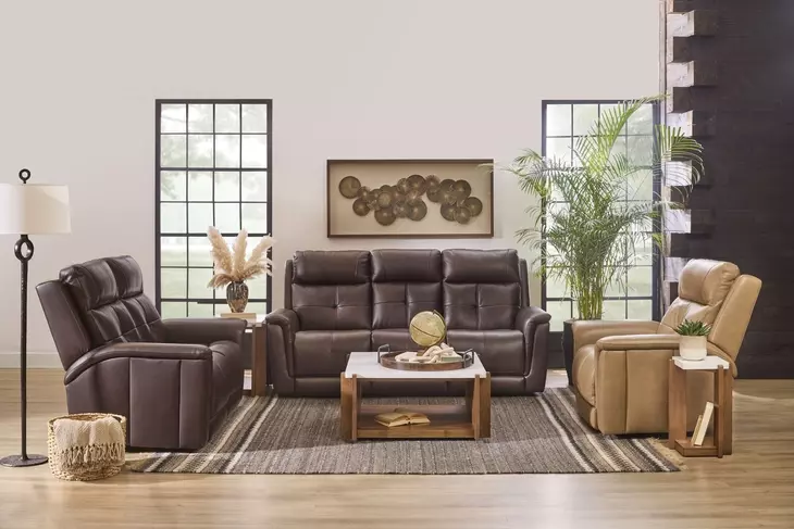 Ranger Rustic Brown Leather Zero Gravity Power Reclining Living Room Set
