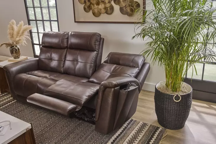 Ranger Rustic Brown Leather 86" Zero Gravity Power Reclining Sofa with USB Charging and Heat Massage