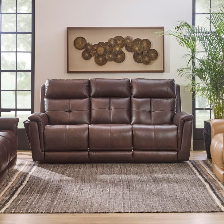 Ranger Rustic Brown Leather 86" Zero Gravity Power Reclining Sofa with USB Charging and Heat Massage