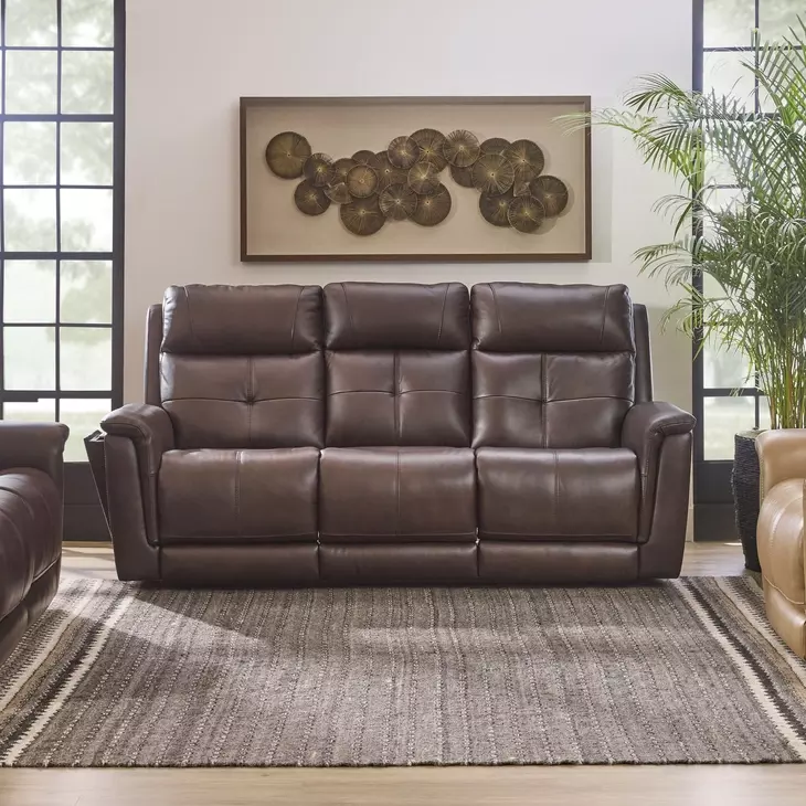 Ranger Rustic Brown Leather 86" Zero Gravity Power Reclining Sofa with USB Charging and Heat Massage