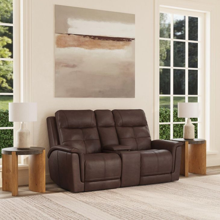 Ranger Rustic Brown Leather 73" Zero Gravity Power Reclining Loveseat with USB Charging and Heat Massage