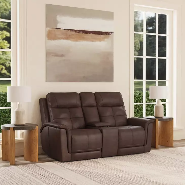 Ranger Rustic Brown Leather 73" Zero Gravity Power Reclining Loveseat with USB Charging and Heat Massage