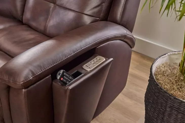 Ranger Rustic Brown Leather 73" Zero Gravity Power Reclining Loveseat with USB Charging and Heat Massage