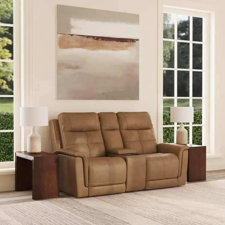 Ranger Oakridge Brown Leather 73" Zero Gravity Power Reclining Loveseat with USB Charging and Heat Massage