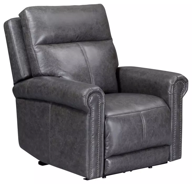 Alexander Weathered Stone Gray Leather Zero Gravity Triple Power Reclining Living Room Set