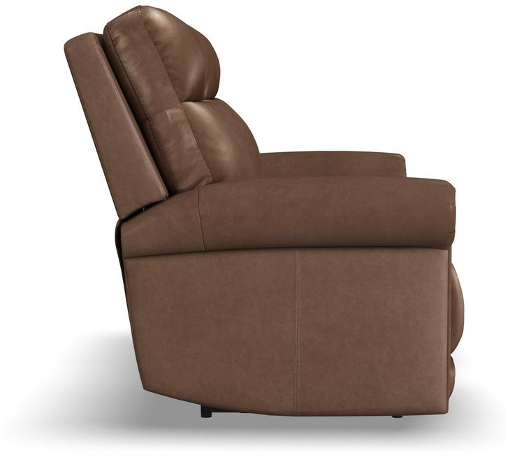 Alexander Weathered Khaki Brown Leather 76" Zero Gravity Triple Power Reclining Loveseat with USB Charging and Nailhead Trim