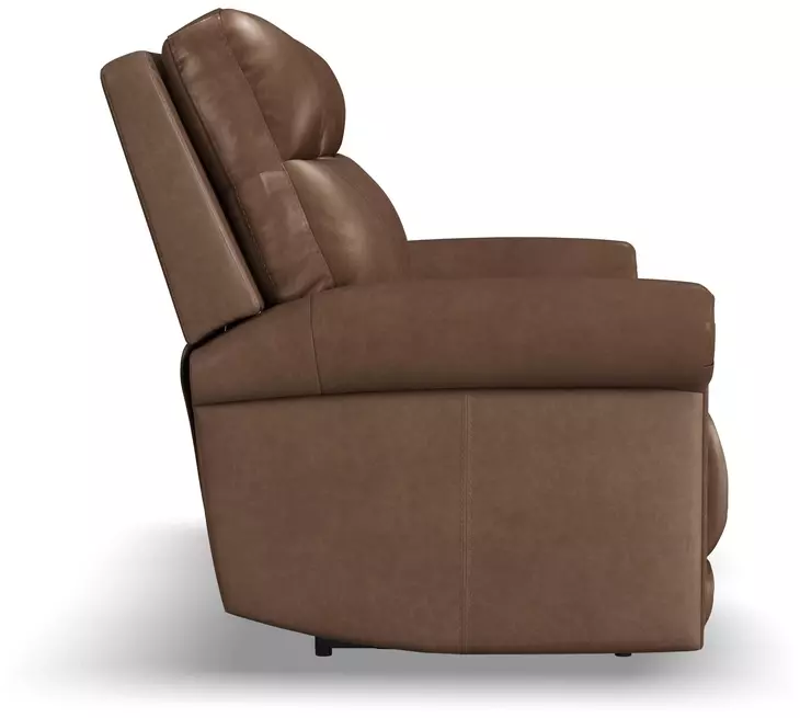 Alexander Weathered Khaki Brown Leather 76" Zero Gravity Triple Power Reclining Loveseat with USB Charging and Nailhead Trim