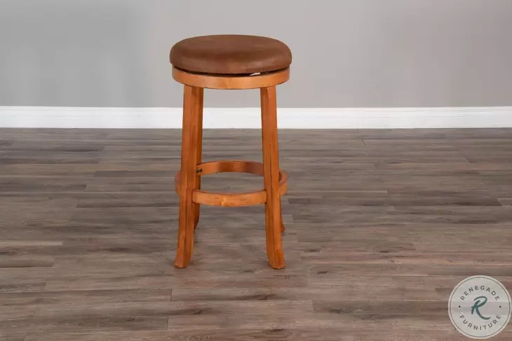 Maple Haze Rustic Oak Swivel Bar Stool Set of 2