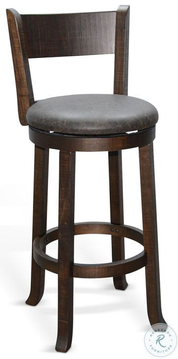 Havenstead Dark Brown Swivel Barstool Set of 2