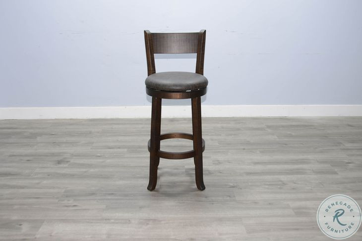 Havenstead Dark Brown Swivel Barstool Set of 2