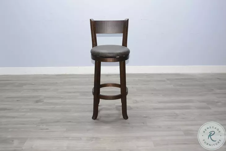Havenstead Dark Brown Swivel Barstool Set of 2