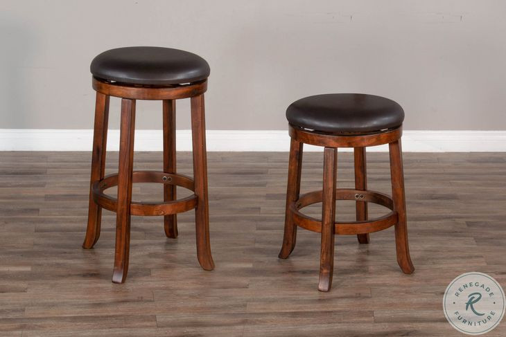Villa Rosso Medium Brown Swivel Barstool Set of 2