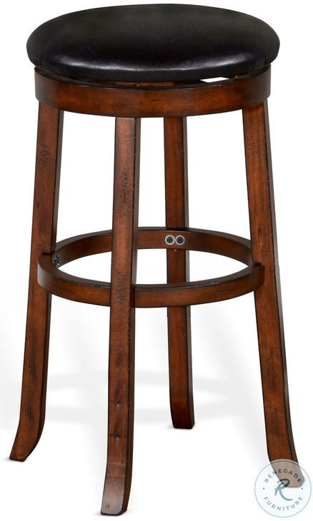Villa Rosso Medium Brown Swivel Barstool Set of 2