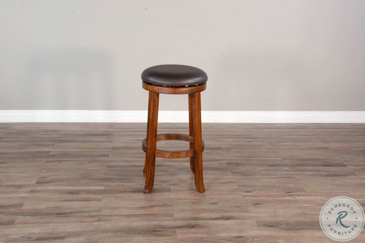 Villa Rosso Medium Brown Swivel Barstool Set of 2