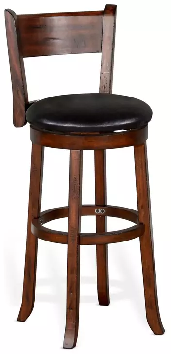 Tuscany Black Upholstered Swivel Bar Stool Set of 2